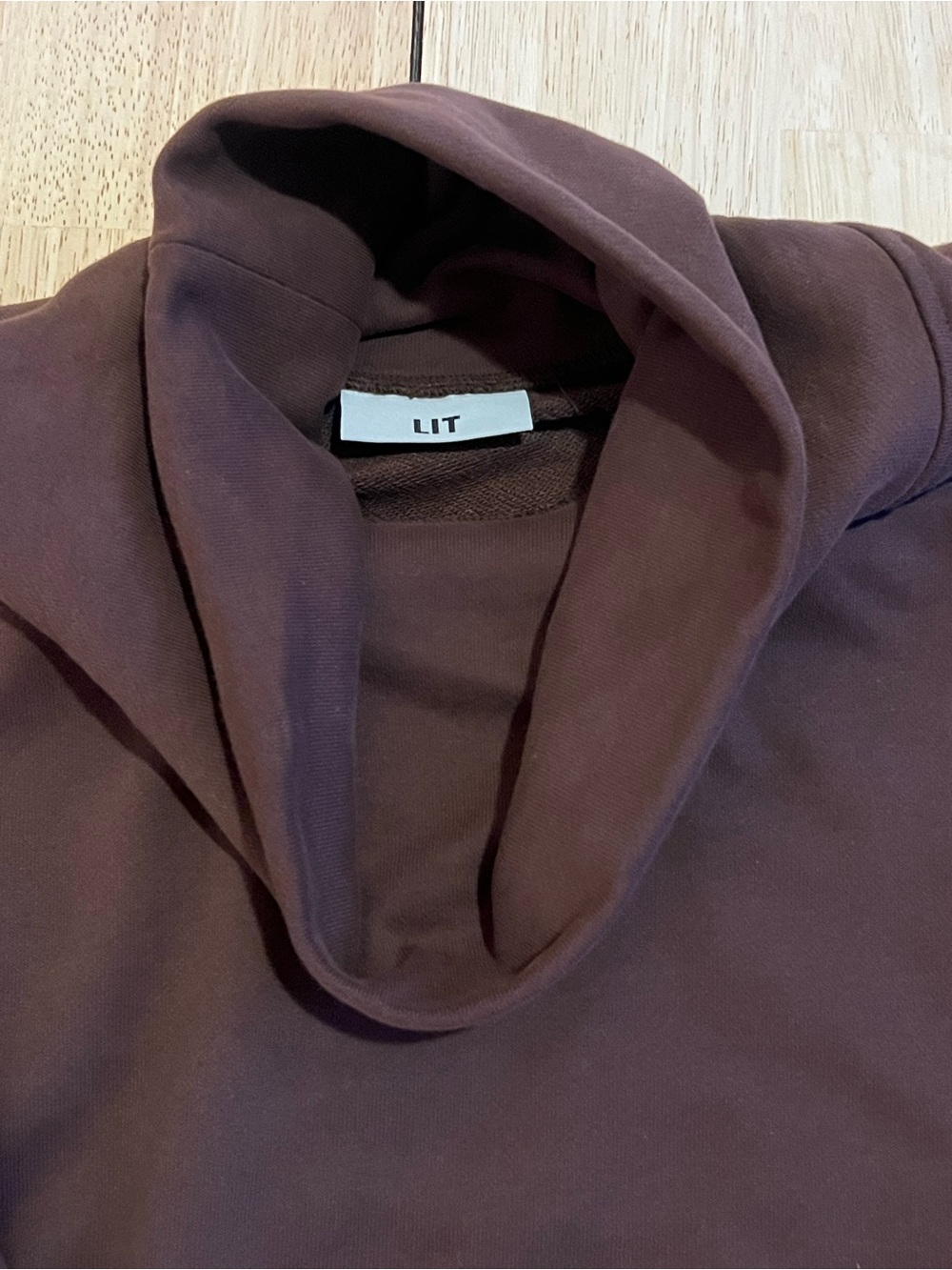 NWT LIT Activewear Chocolate Brown Oversized Funnel Neck Sweatshirt